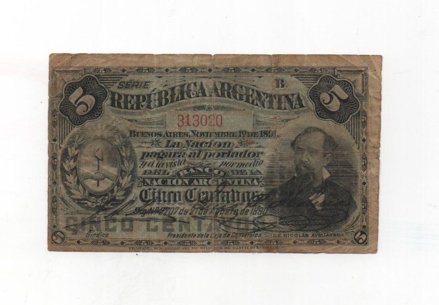 ARGENTINA DEL AÑO 1890 DE 5 CENTAVOS